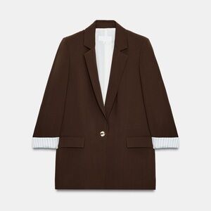 Zara Brown Printed Cuff Blazer- Size XXL- Worn Once